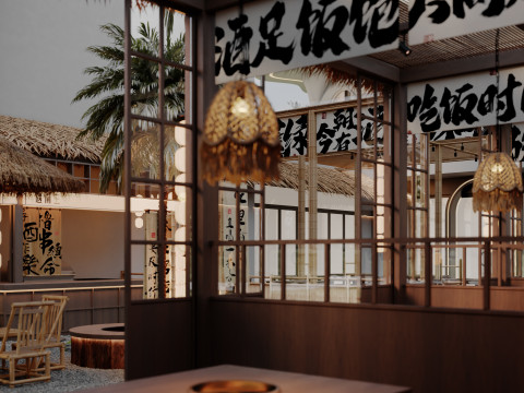 Modern outdoor dining barbecue restaurant hot pot restaurant 3Dモデル