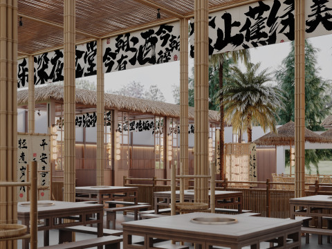 Modern outdoor dining barbecue restaurant hot pot restaurant 3Dモデル