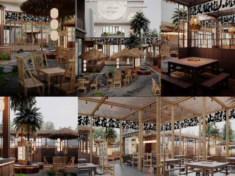 Modern outdoor dining barbecue restaurant hot pot restaurant 3Dモデル