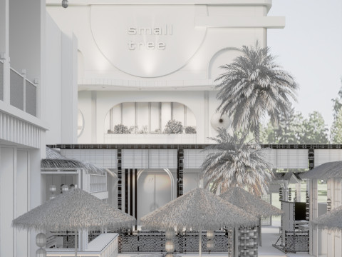Modern outdoor dining barbecue restaurant hot pot restaurant 3Dモデル