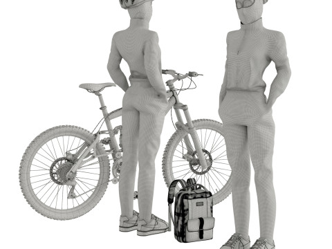 现代运动自行车运动服模特 3D 模型