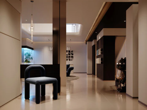 Modern villa living room negotiation area entertainment area-cr 3D Model