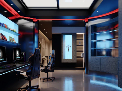 Modern villa living room negotiation area entertainment area-cr 3D Model