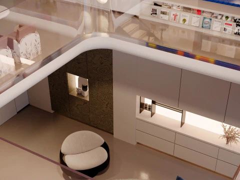 Modern villa living room negotiation area entertainment area-cr 3D Model