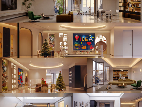 Modern villa living room children recreation room leisure yard 3Dモデル