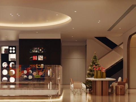 Modern villa living room children recreation room leisure yard 3D Model