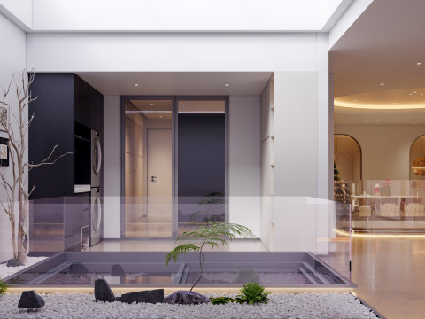 Modern villa living room children recreation room leisure yard 3Dモデル