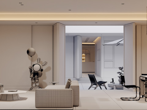 Modern villa living room children recreation room leisure yard 3Dモデル