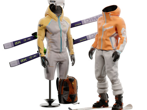 Modern Ski Equipment Sportswear Model 3Dモデル