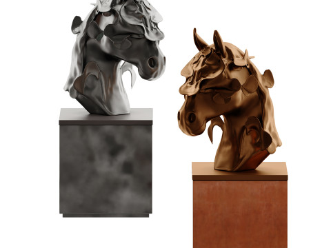 Modern New Chinese Horse Head Abstract Sculpture 3Dモデル