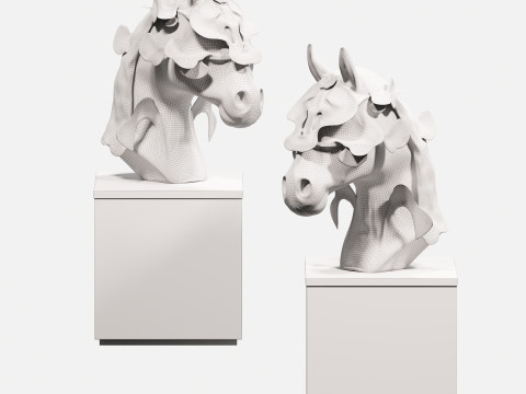 Modern New Chinese Horse Head Abstract Sculpture Modello 3D