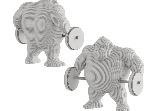 Modern Fitness Gorilla Doll Sculpture Ornament 3D Model