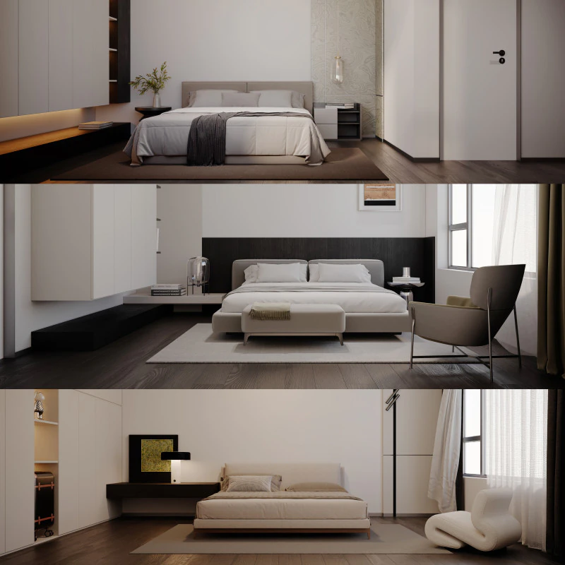 Chambre &agrave; coucher minimaliste moderne Modèle 3D .c4d .max .obj .3ds .fbx .stl .blend 