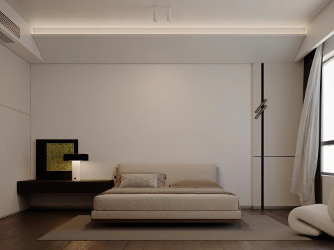 Chambre &agrave; coucher minimaliste moderne Modèle 3D
