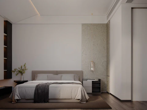 Chambre &agrave; coucher minimaliste moderne Modèle 3D