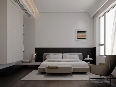 Chambre &agrave; coucher minimaliste moderne Modèle 3D