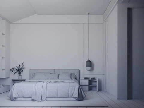 Chambre &agrave; coucher minimaliste moderne Modèle 3D