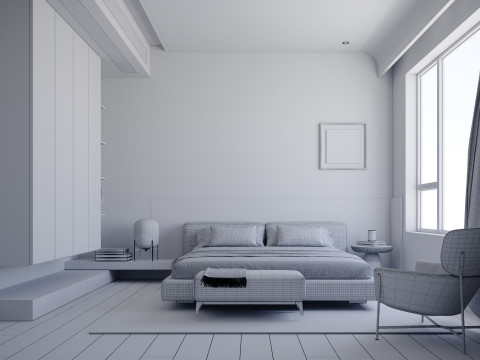 Modern minimalist home bedroom 3Dモデル