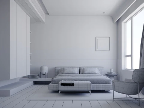 Chambre &agrave; coucher minimaliste moderne Modèle 3D
