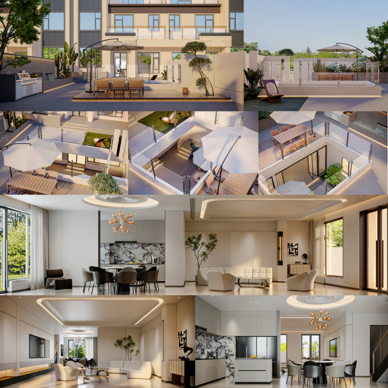 Modern villa garden courtyard living roomcr 3Dモデル .c4d .max .obj .3ds .fbx .stl .blend 
