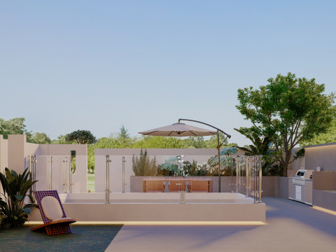Modern villa garden courtyard living roomcr 3Dモデル