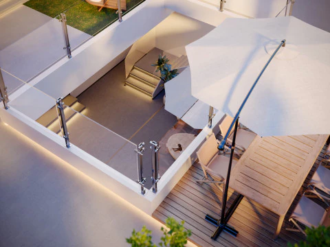 Modern villa garden courtyard living roomcr 3D Model