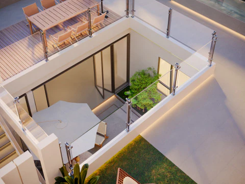 Modern villa garden courtyard living roomcr 3D Model