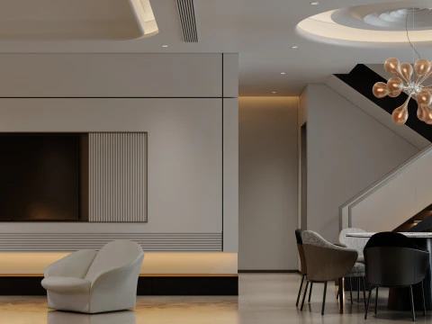 Modern villa garden courtyard living roomcr 3D Model