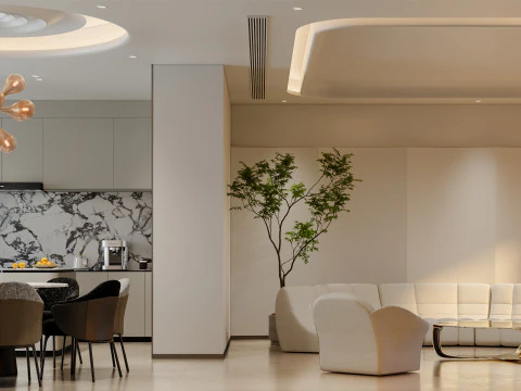 Modern villa garden courtyard living roomcr 3D Model