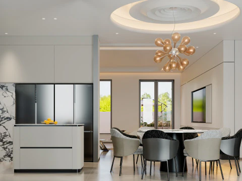 Modern villa garden courtyard living roomcr 3D Model