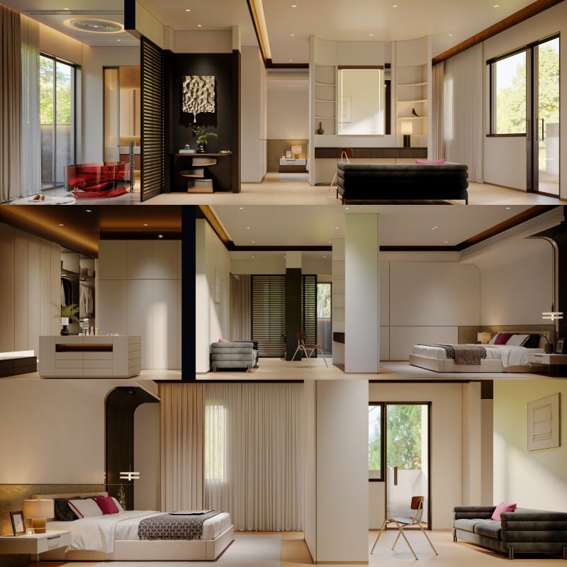 Modern Villa Suite Bedroom 3D Model .c4d .max .obj .3ds .fbx .stl .blend 