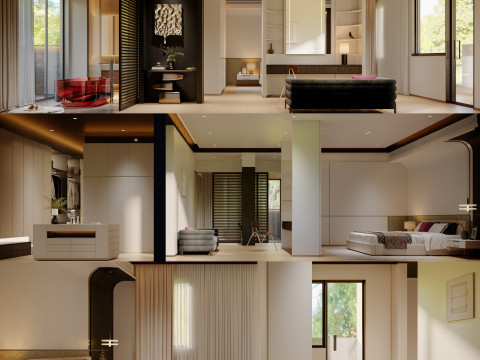 Modern Villa Suite Bedroom Modèle 3D