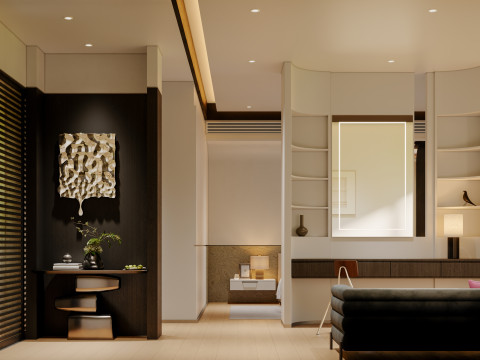 Modern Villa Suite Bedroom 3D Model