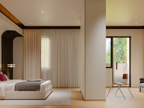 Modern Villa Suite Bedroom 3D Model