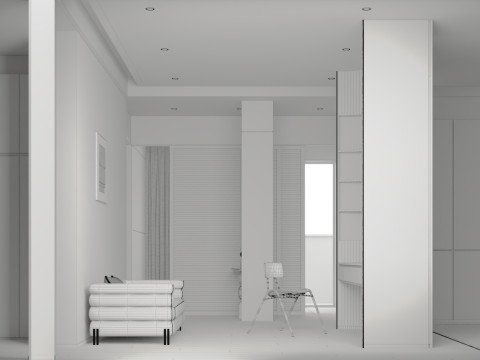 Modern Villa Suite Bedroom 3D Model