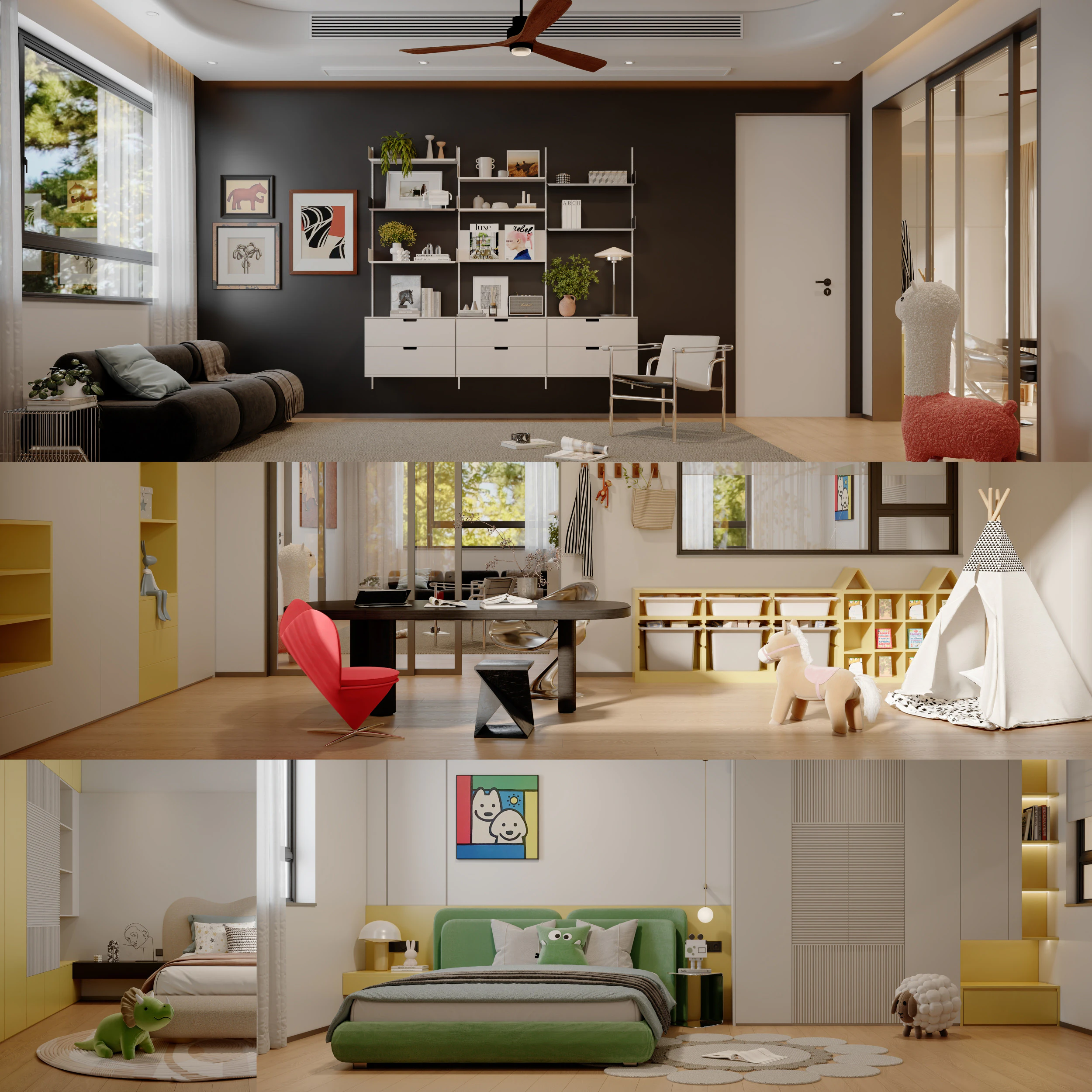 Generations of children bedrooms Children entertainment area 3D Model .c4d .max .obj .3ds .fbx .stl .blend 