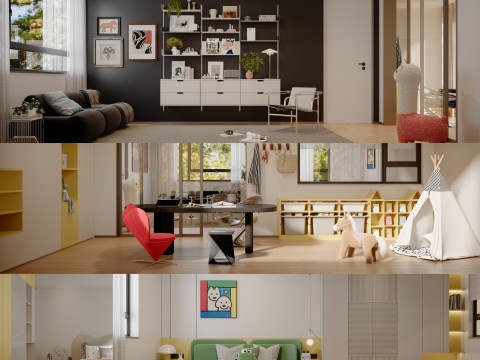 Generations of children bedrooms Children entertainment area 3Dモデル