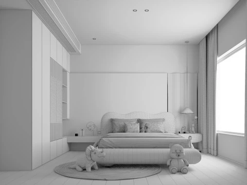 Generations of children bedrooms Children entertainment area 3D Model