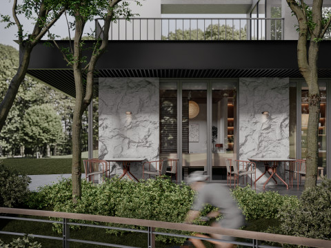 Modern outdoor architecture landscape cafe book bar park Modelo 3D