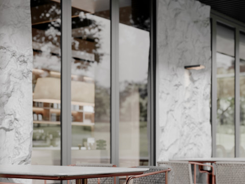 Modern outdoor architecture landscape cafe book bar park Modelo 3D