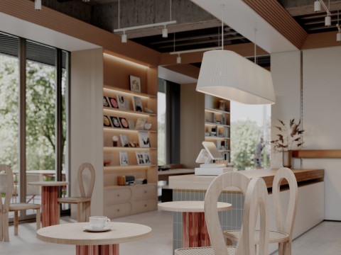 Modern outdoor architecture landscape cafe book bar park Modelo 3D
