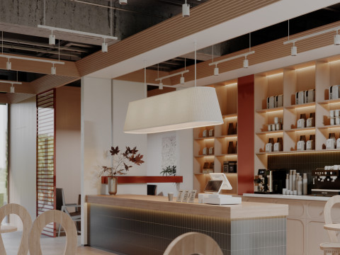 Modern outdoor architecture landscape cafe book bar park Modelo 3D