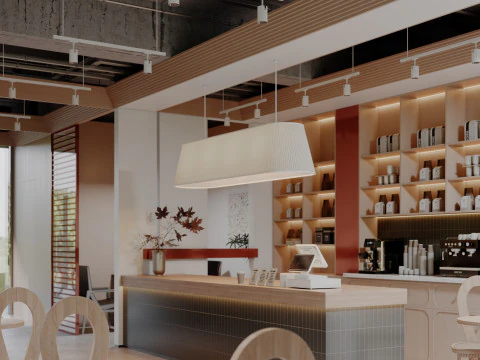 Parco moderno del bar del libro del caff&egrave; del paesaggio di architettura all'aperto Modello 3D