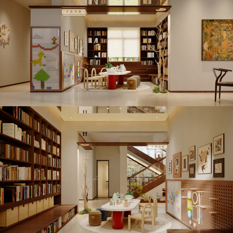 Modern natural style dining room study stairwell-cr Modelo 3D .c4d .max .obj .3ds .fbx .stl .blend 