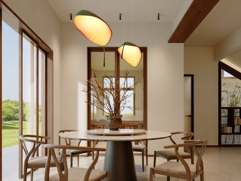 Modern natural style dining room study stairwell-cr Modelo 3D