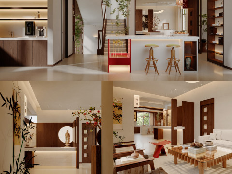 Modern natural style reception hall tea room water bar-cr Modèle 3D