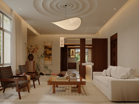Modern natural style reception hall tea room water bar-cr Modèle 3D