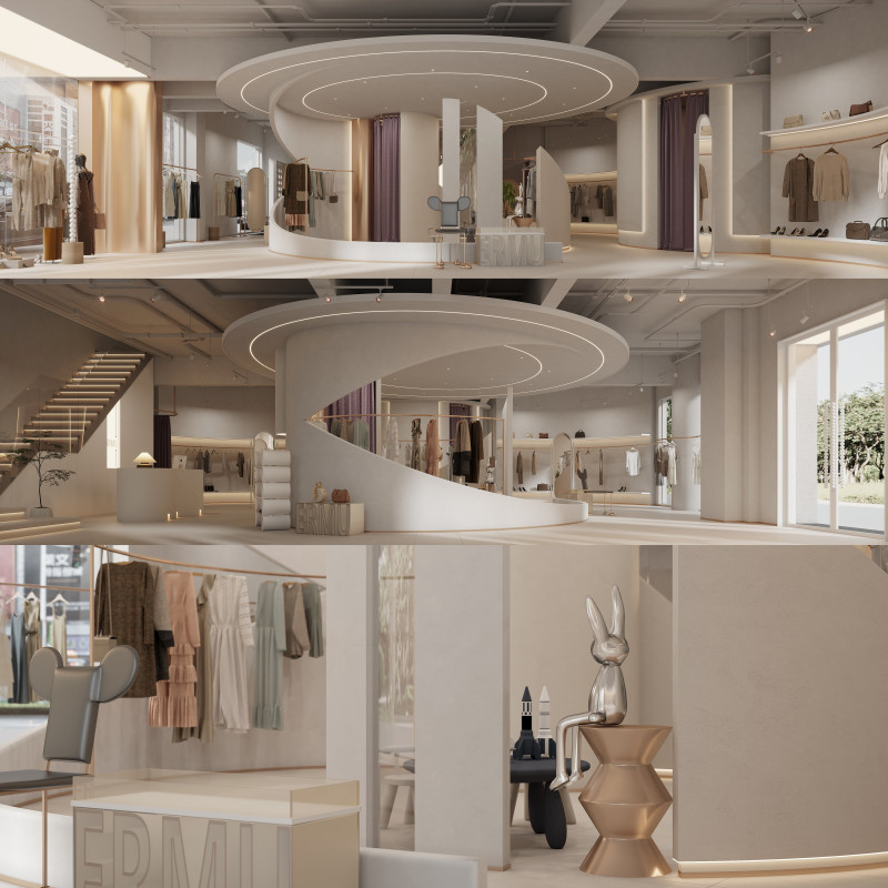 The front of the modern clothing store lobby-cr 3D 模型 .c4d .max .obj .3ds .fbx .stl .blend 