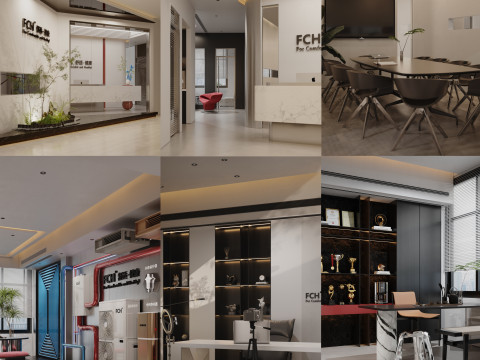 Modern office exhibition hall conference room live broadcast room chairman office-cr 3D Model