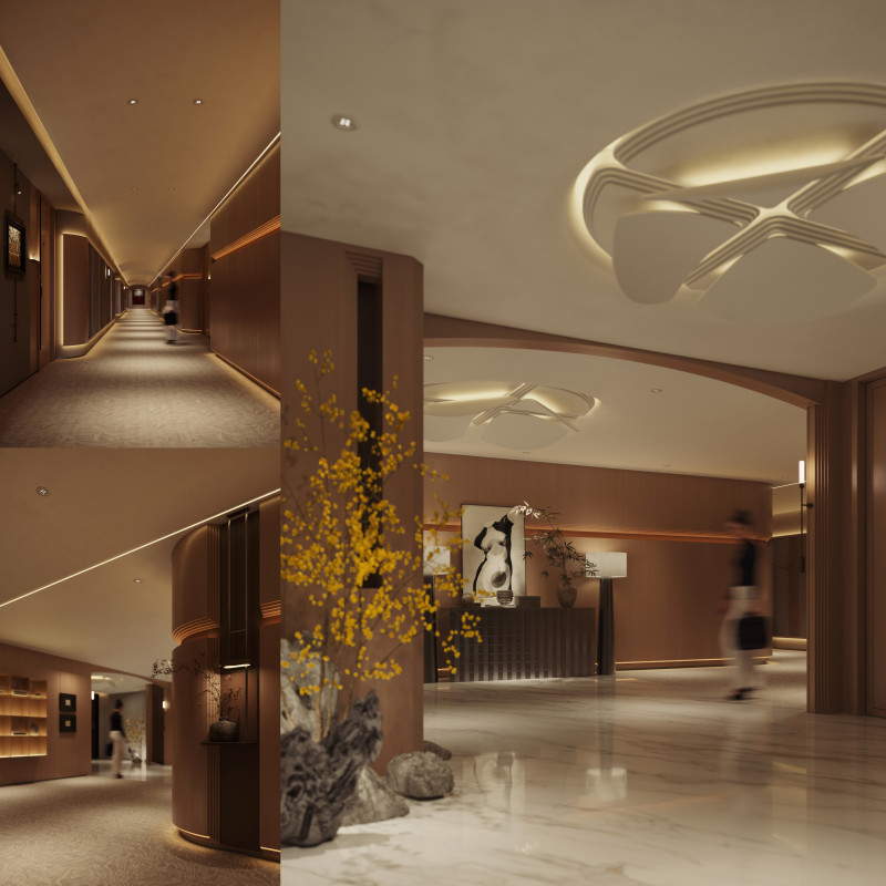Modern hotel aisle elevator hall-cr Modelo 3D .c4d .max .obj .3ds .fbx .stl .blend 